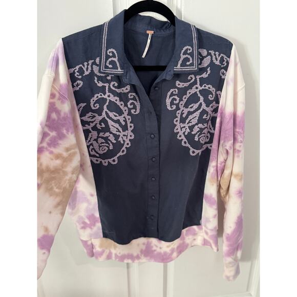 NWOT Upcycled Free People Embroidered Top and Champion Tie Dyed Sweatshirt  S-L - Picture 9 of 10